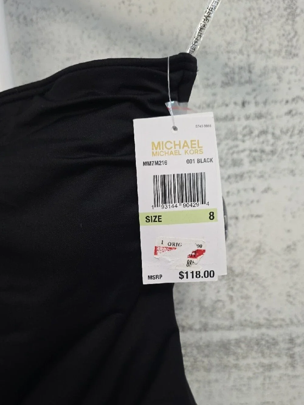 Michael Kors Black One-Shoulder Swimsuit with Silver Ring Strap
